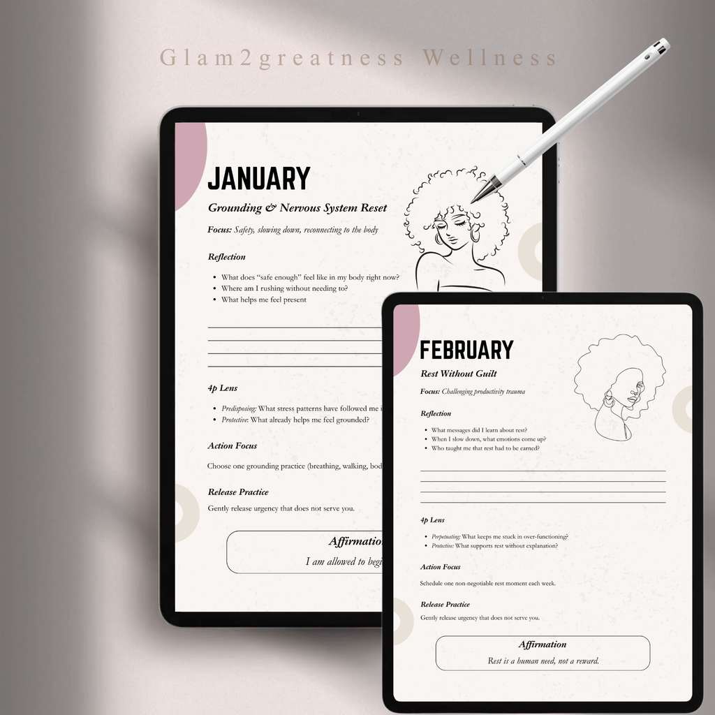 12 Month Wellness and Regulation Calendar | Self Care & Mental Health Planner | Guided Reflection Journal | Digital download