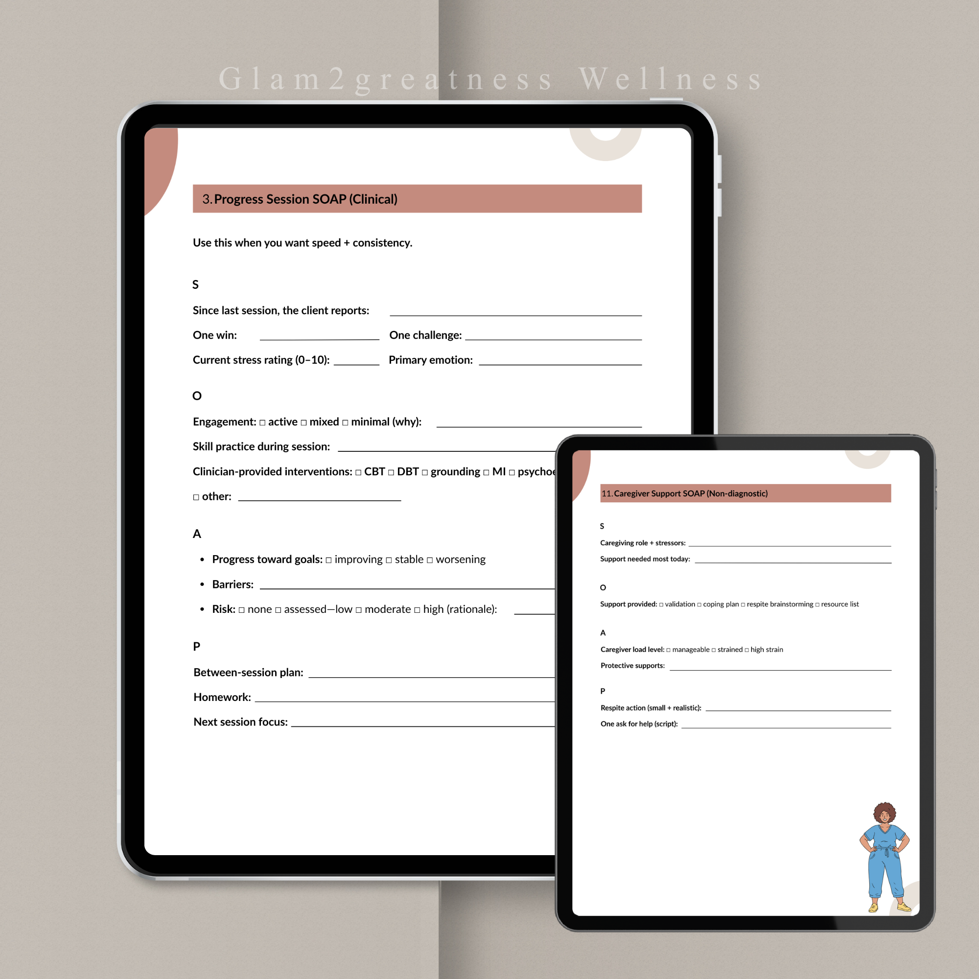 Clinical Documentation Templates | SOAP Notes for Therapists, Student & Intern | Mental Health Documentation | Printable Digital Download